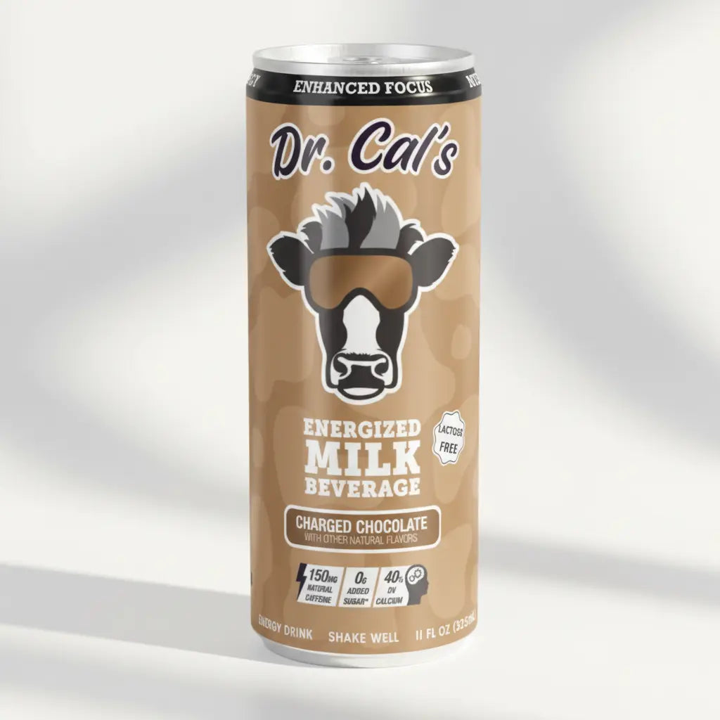 Can of Dr. Cal's Energized Milk Charged Chocolate with white background
